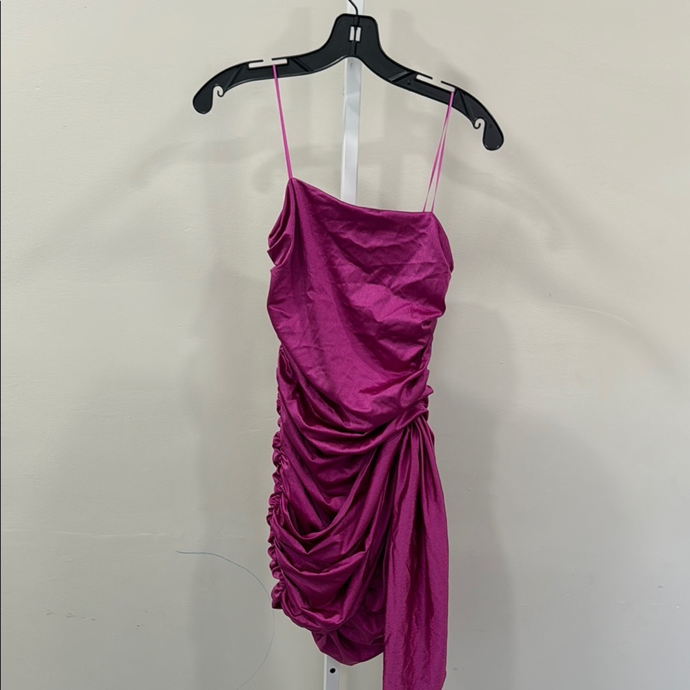 Amanda Uprichard Jersey Anja Mini Dress in Fuchsia - Picture 3 of 8